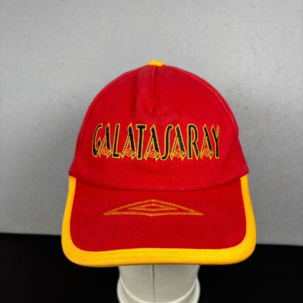 Vintage Umbro Galatasaray Football Hat Red Yellow Baseball Cap Hook/Loop VTG